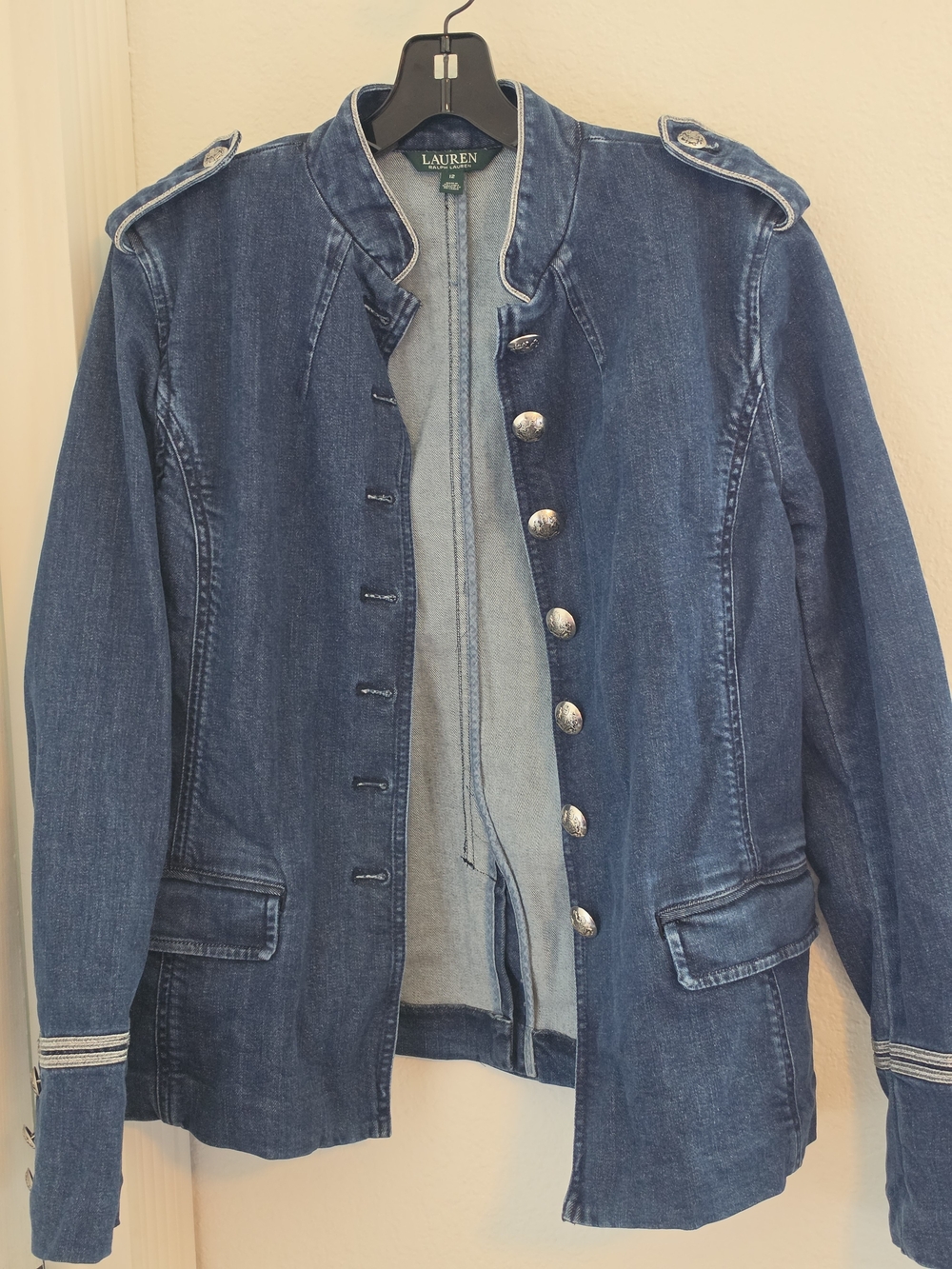 Lauren Ralph Lauren Blue Denim Military-Style Jacket